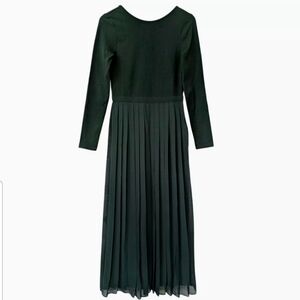 J. Crew Pleated Ballet Dress Stretch Cotton Blend Size L  Green NWT $128